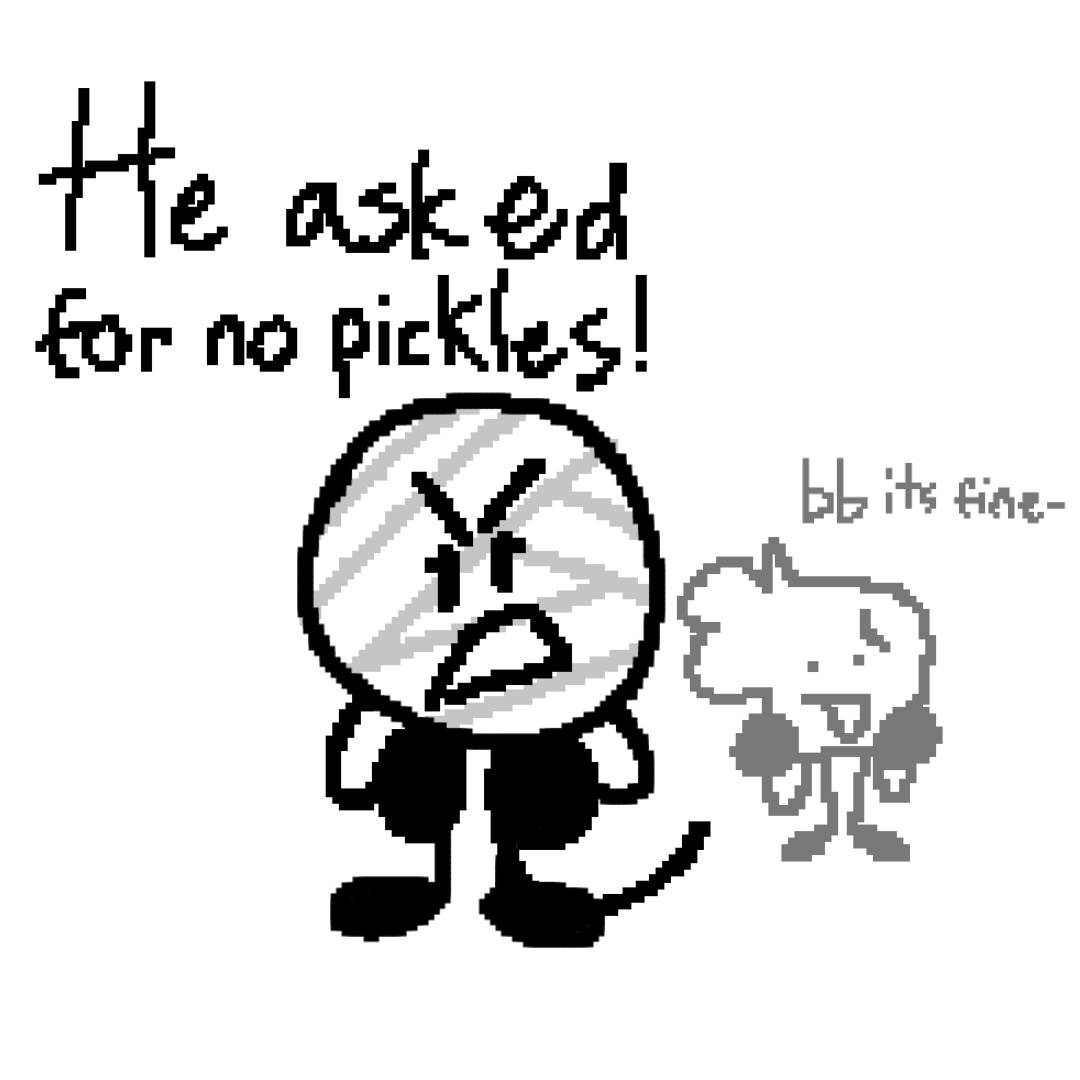 HE ASKED FOR NO PICKLES!! by sa1tyrose on DeviantArt