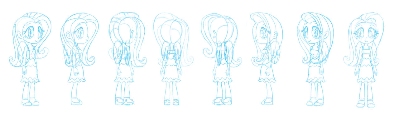 Human Fluttershy character sheet sketch