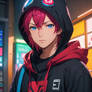 anime guy wearing a hoodie