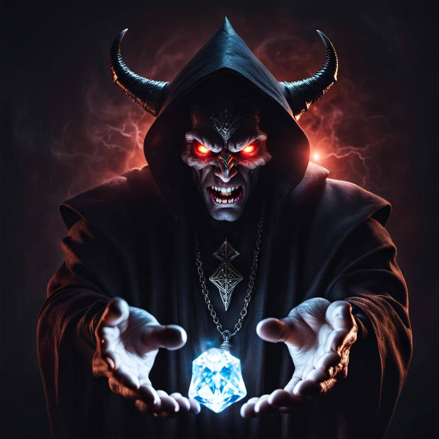 Evil Demon holding crystal pulsating lighting and by GrimBringer on ...