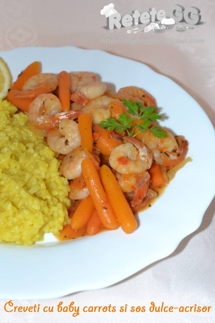 Shrimps with baby carrots