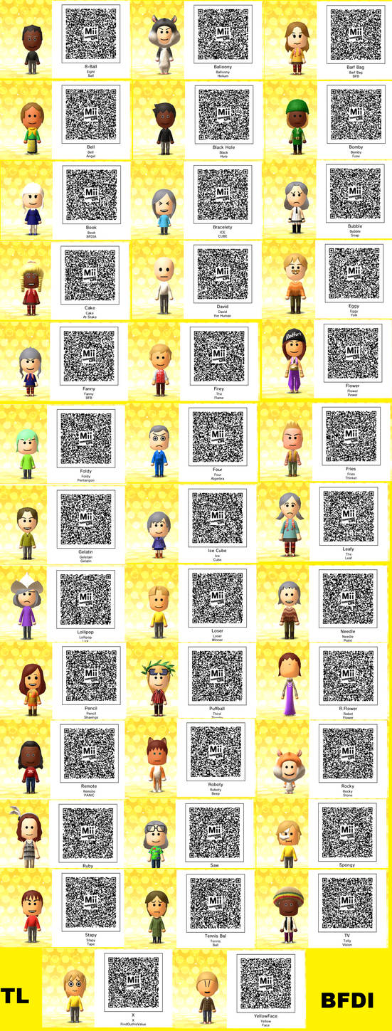Qr Code Bfdi BFDI Mii TL QR Codes by RockNroolTOT on DeviantArt