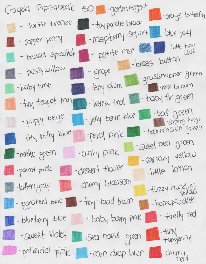 Pips Game Color Code Chart Crayola Pipsqueak 50 Color Chart by RetroNeb on DeviantArt