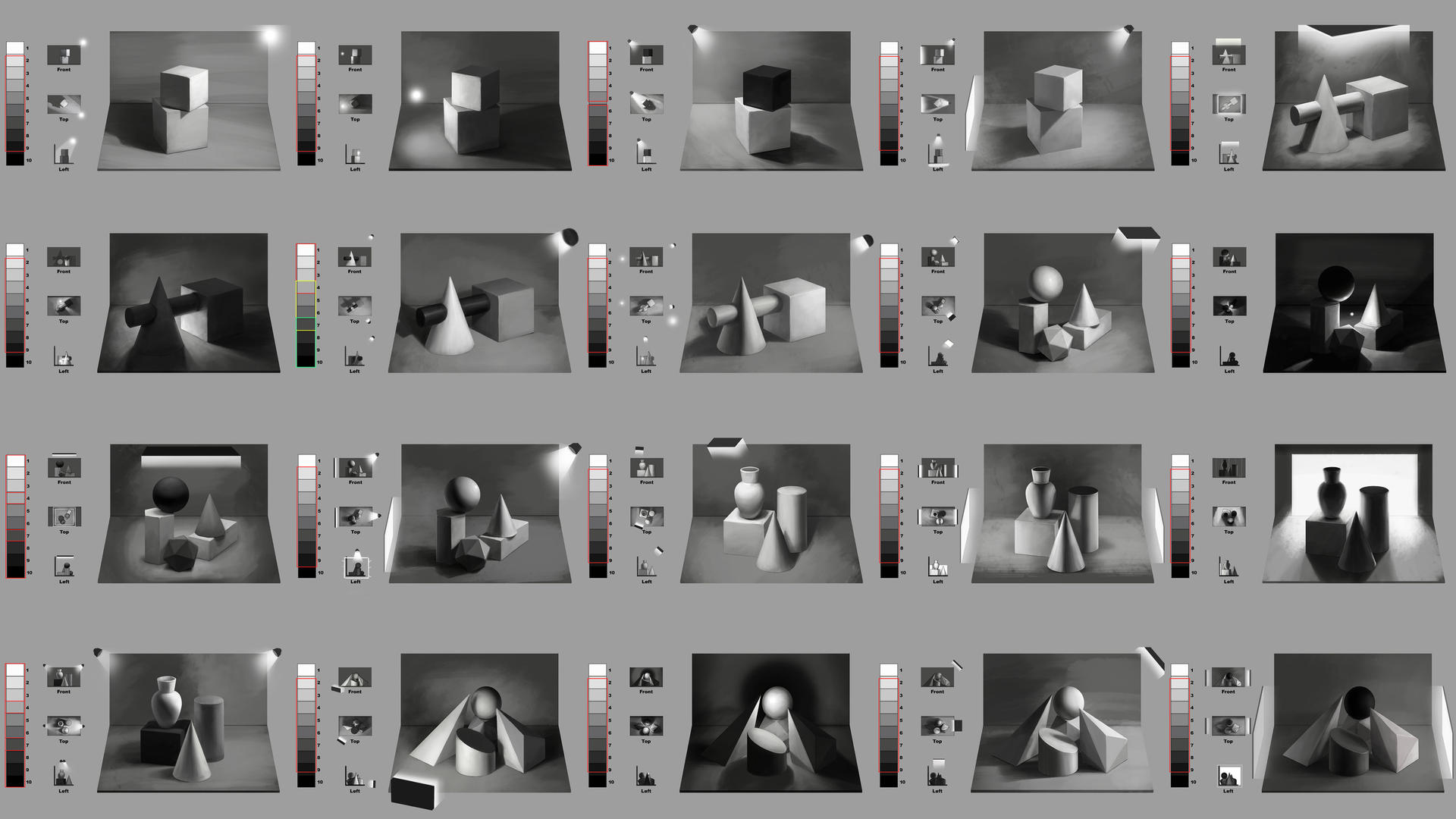 Simple Shape Values Basic Shapes Value Painting (20 Examples) by rainwalker007 on DeviantArt