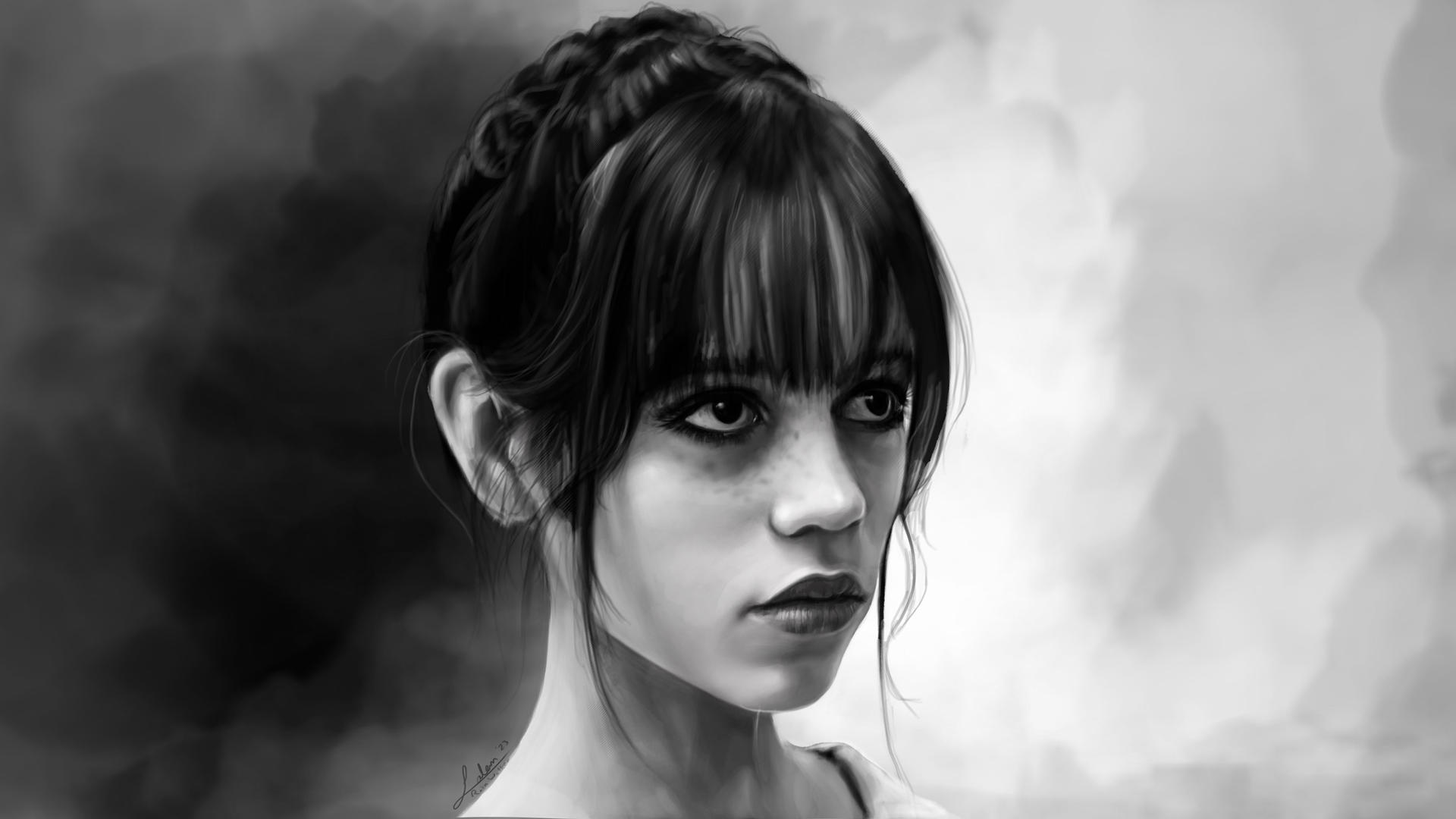 Jenna Ortega Portrait Painting