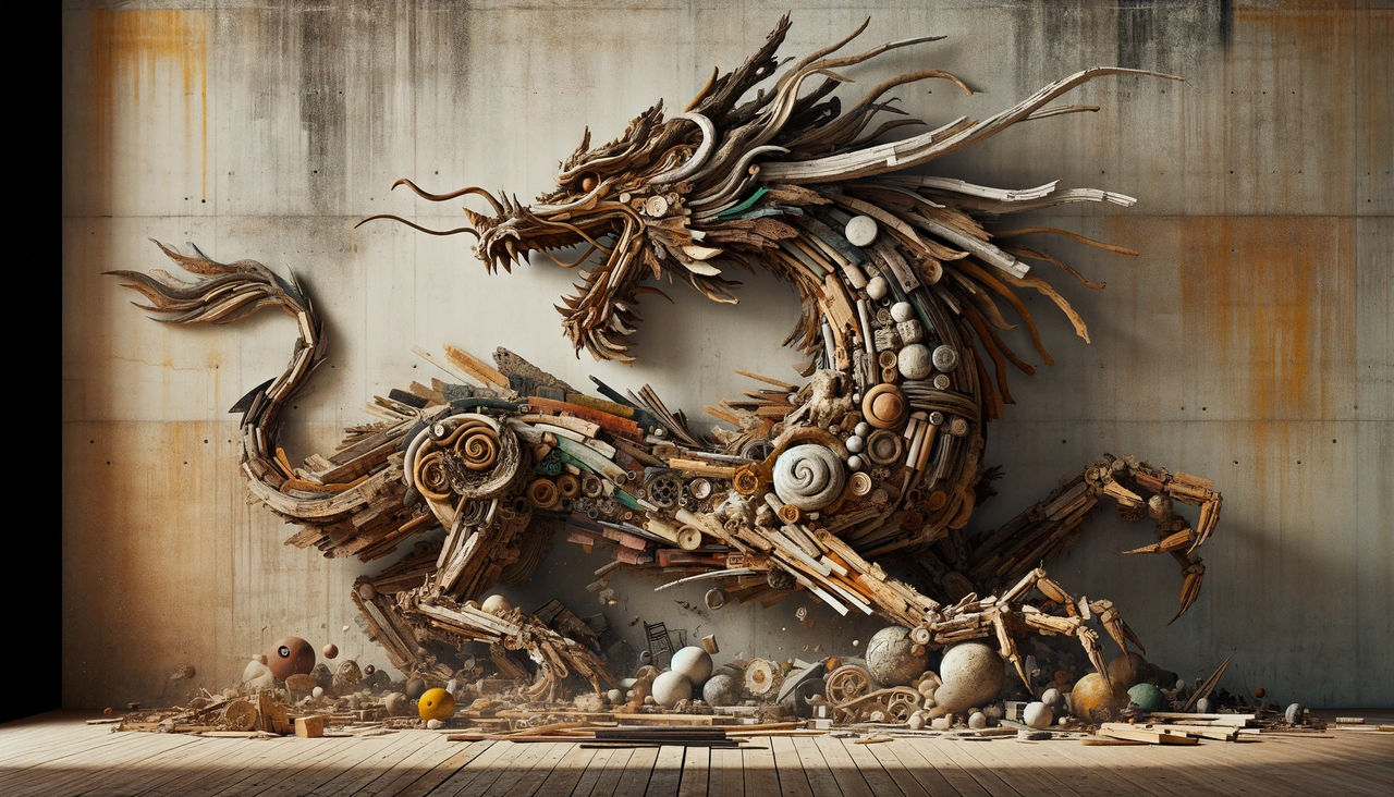 Dragon in Arte Povera by heartyjessman on DeviantArt