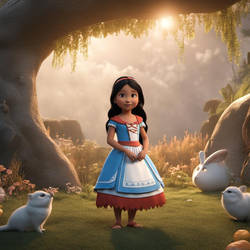 Pocahontas as a child dressed as Alice
