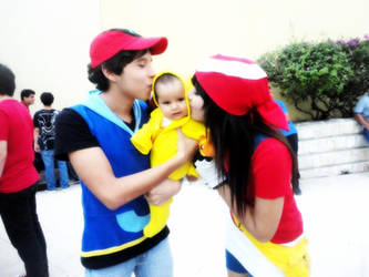 Ash - May and baby pikachu