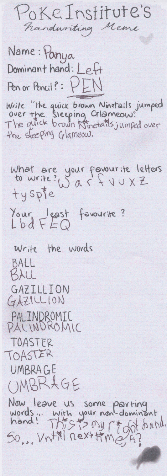 Panya's Handwriting Meme