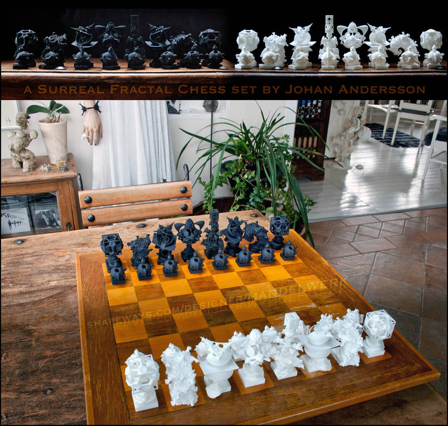 Surreal Fractal 3D printed Chess - The SET - IRL by MANDELWERK