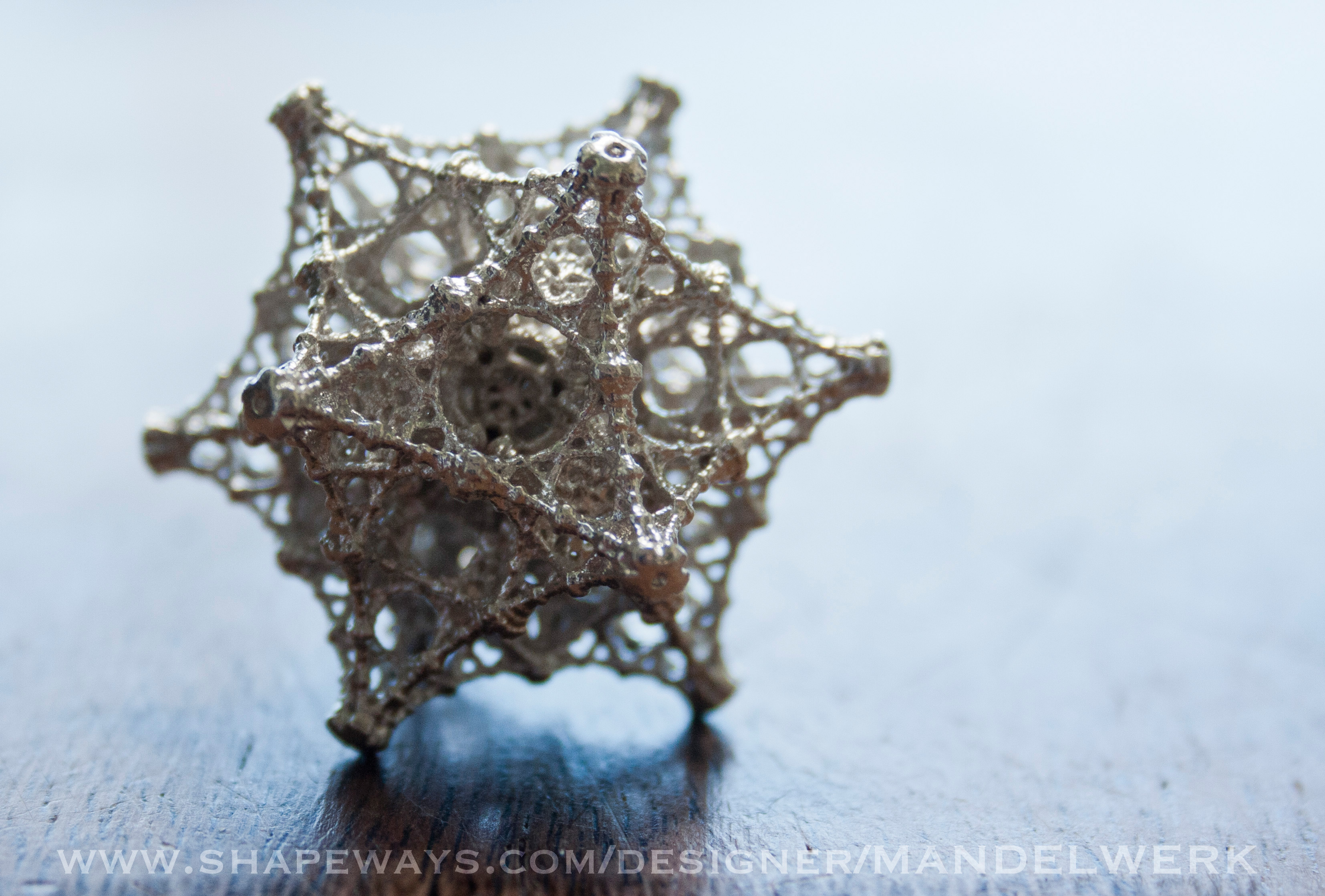 Kaleidoscopic Fractal Virus Pendant Silver