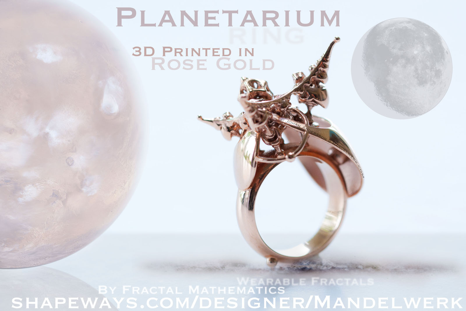 3D Printed - PLANETARIUM Ring - Rose Gold Plated