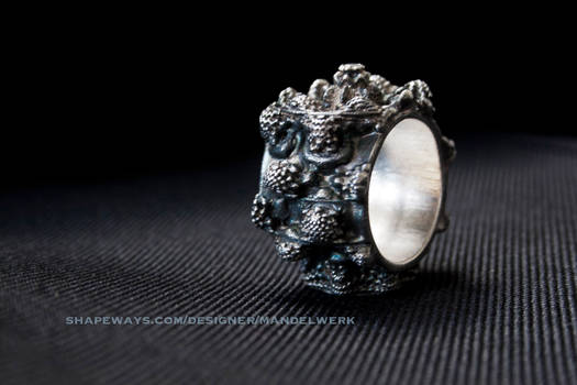 MANDELBULB Ring - Patinated Silver 3D print