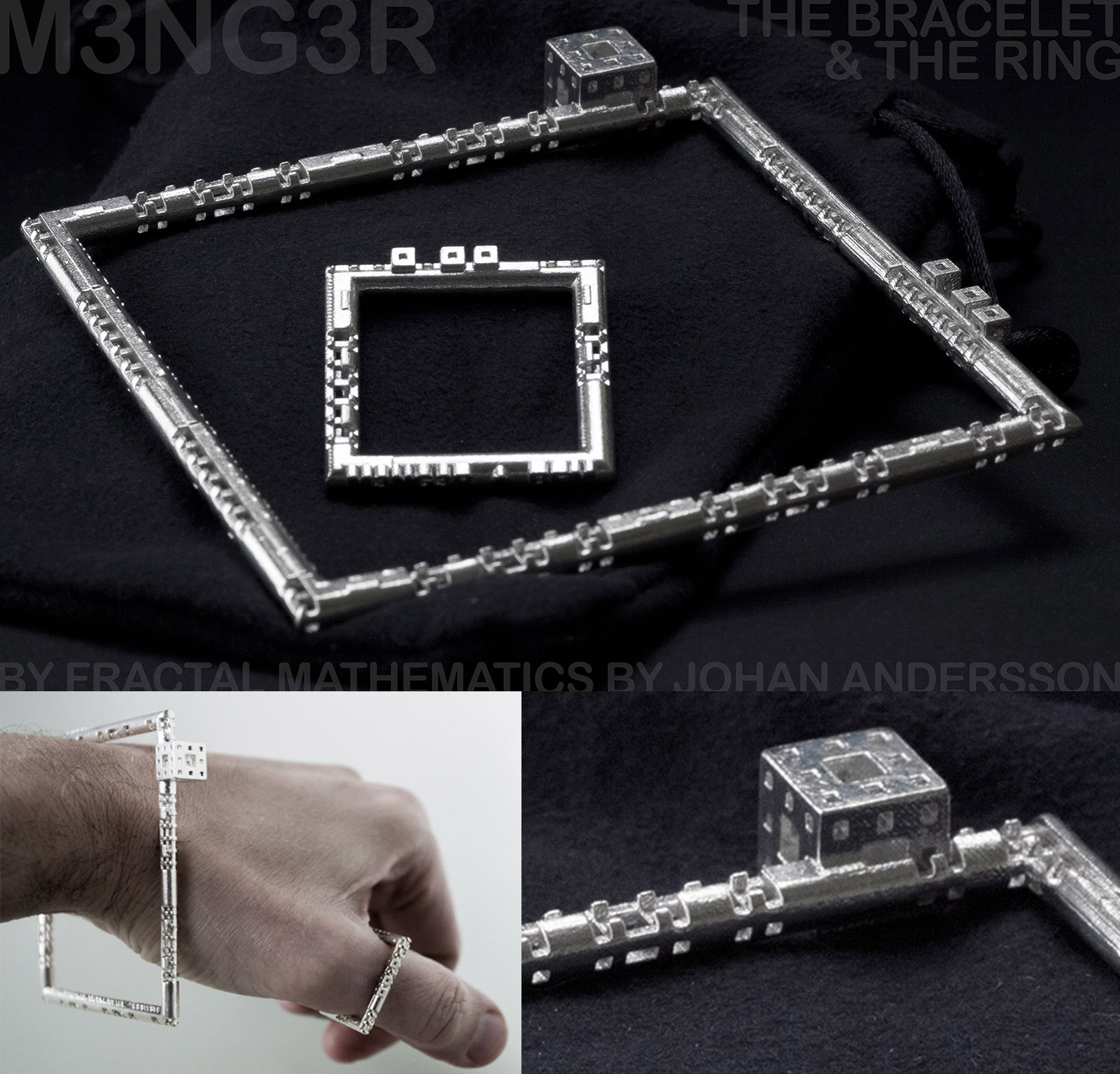 M3NG3R BRACELET and RING - 3D printed in SILVER