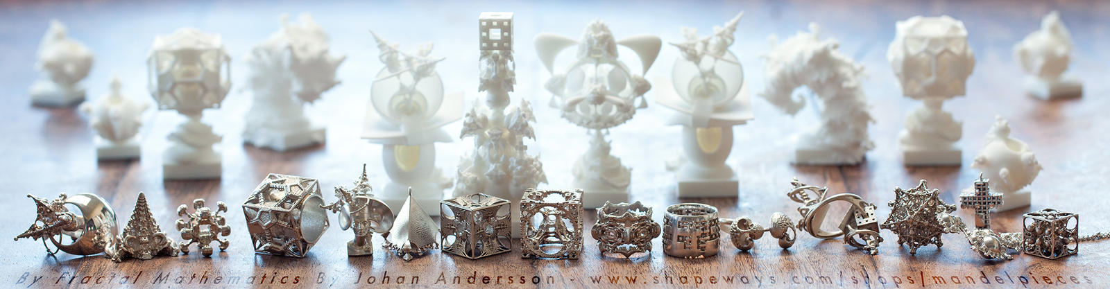 Surreal 3D printed Fractal Jewelry and Accessories