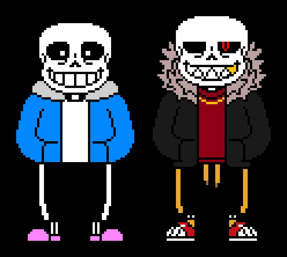 Sans and Underfell Sans Battle Sprites Revamp by JesterBones4150