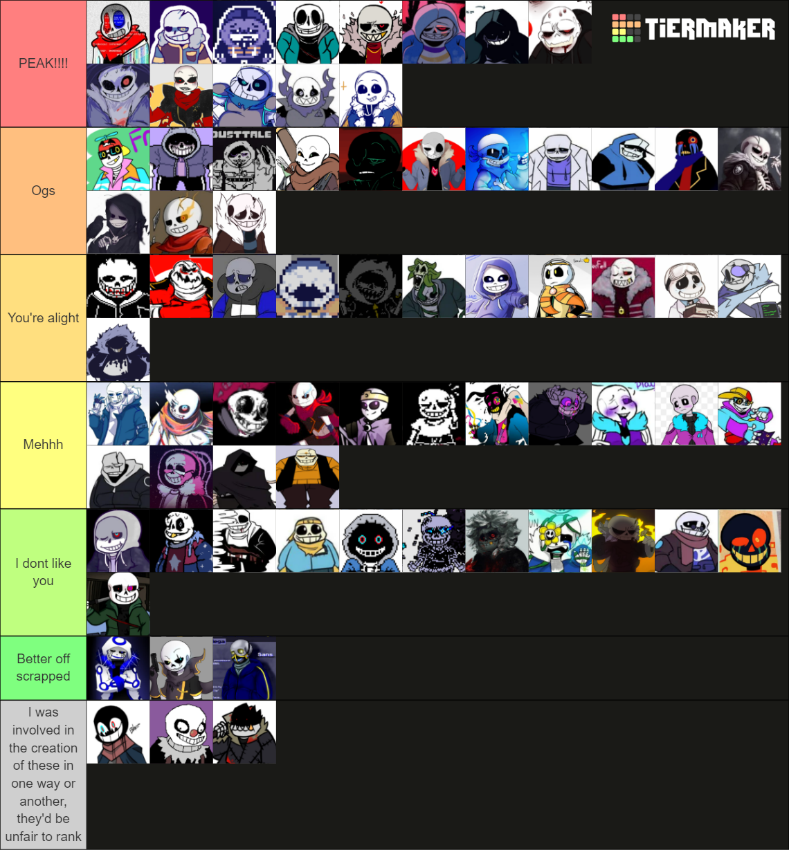 Create a sans au power tier Tier List - TierMaker