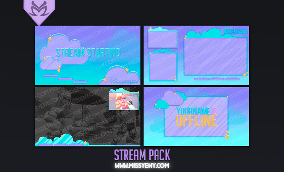 TWITCH STREAM PACK AESTHETIC CLOUDS