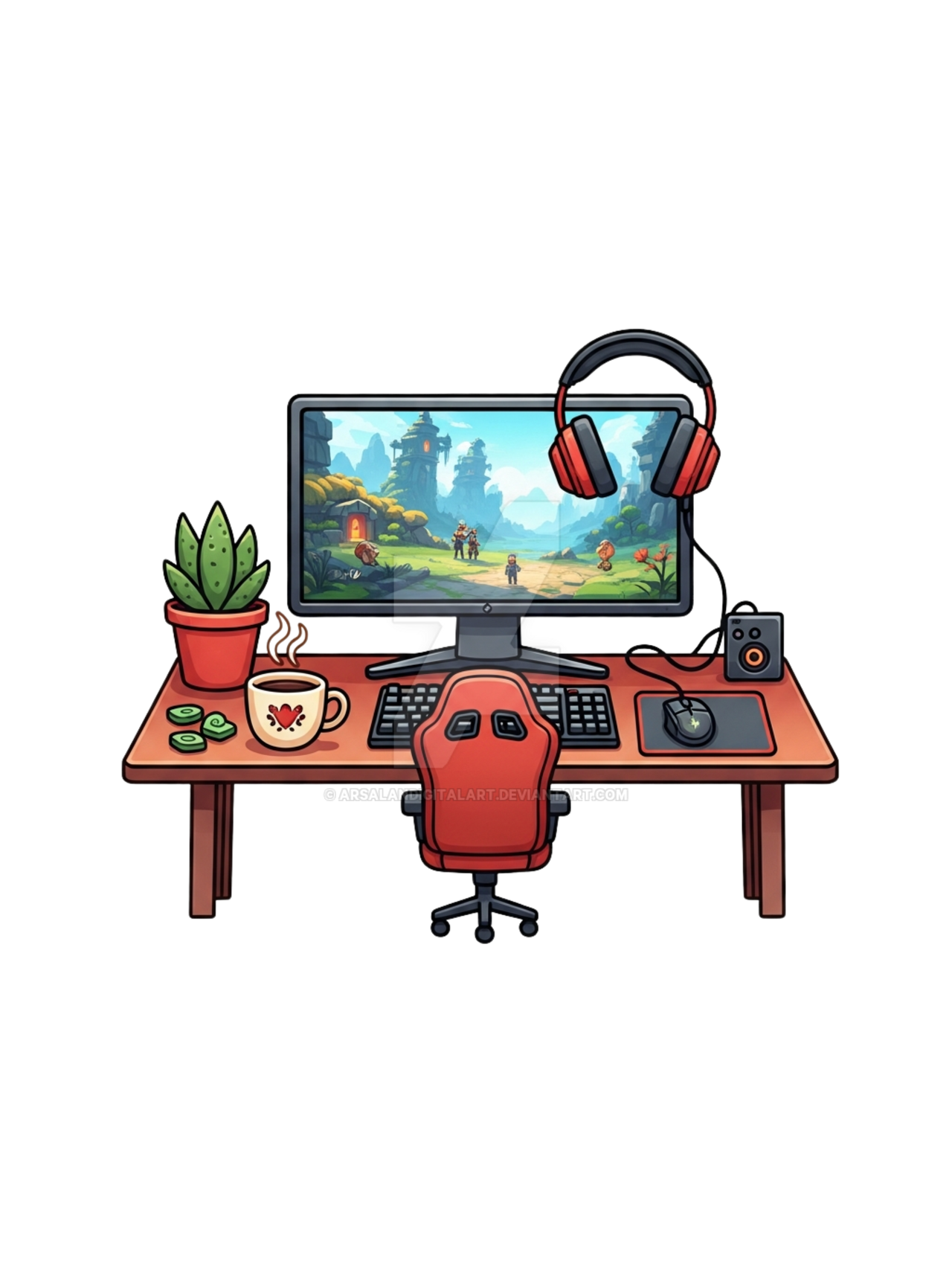 Gaming Computer Desktop Deviantart Cozy Gamer Desk Setup by arsalandigitalart on DeviantArt