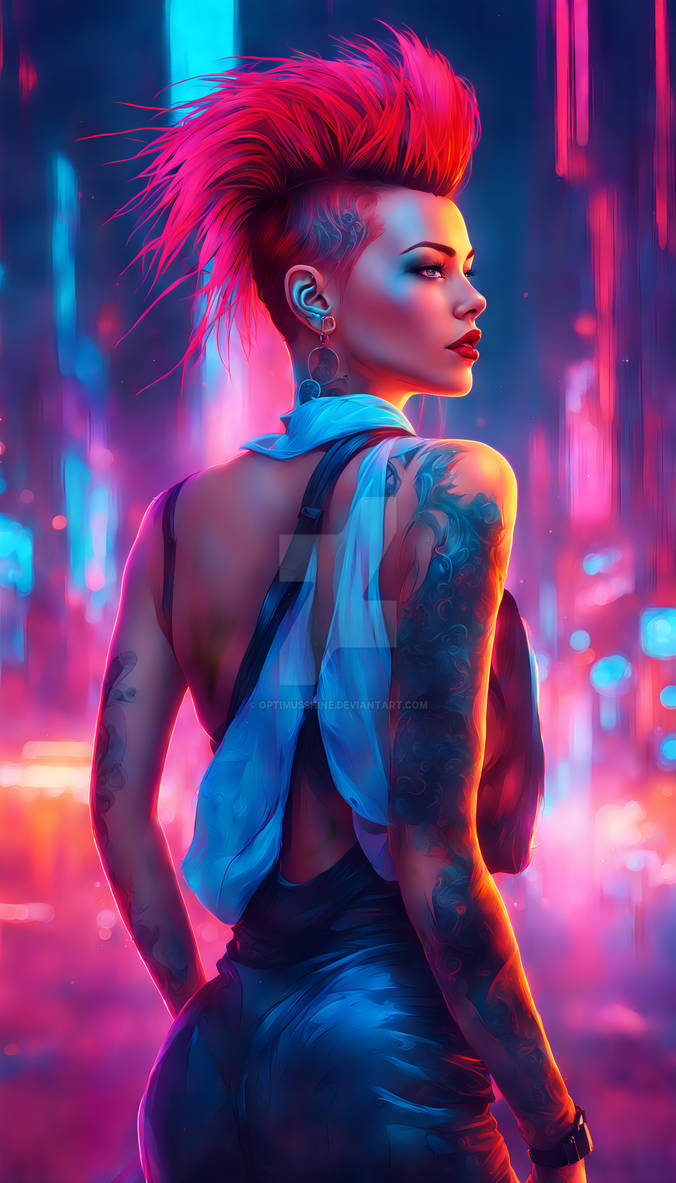 Cyborg Mohawk Cyberpunk Red Mohawk by OptimusShine on DeviantArt