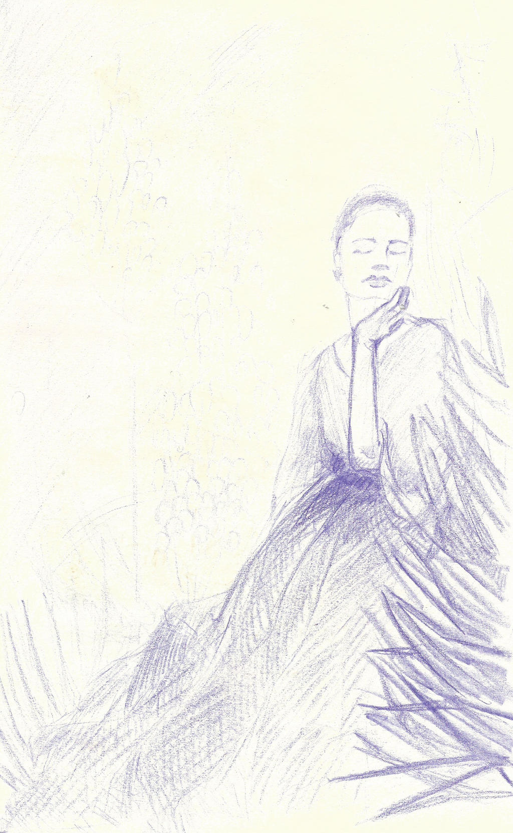 Woman in blue - pencil study