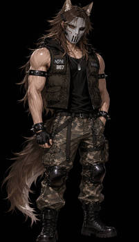 Rune in his fight gear, without his claw and ax