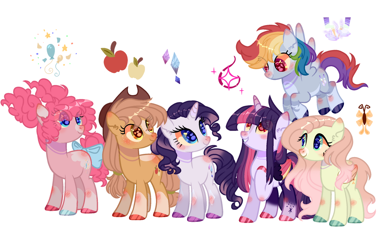 Mane 6 redesign by StormPrism on DeviantArt