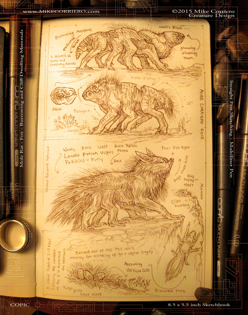 Sepia Tones pen Creature Sketches