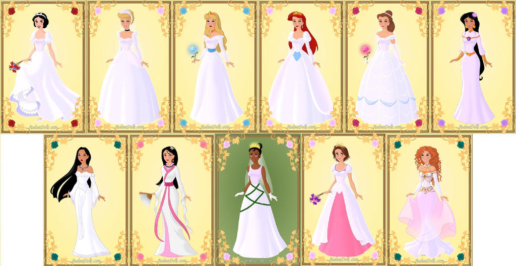 disney princesses in their wedding dresses Disney Wedding Dresses Inspiration 2023