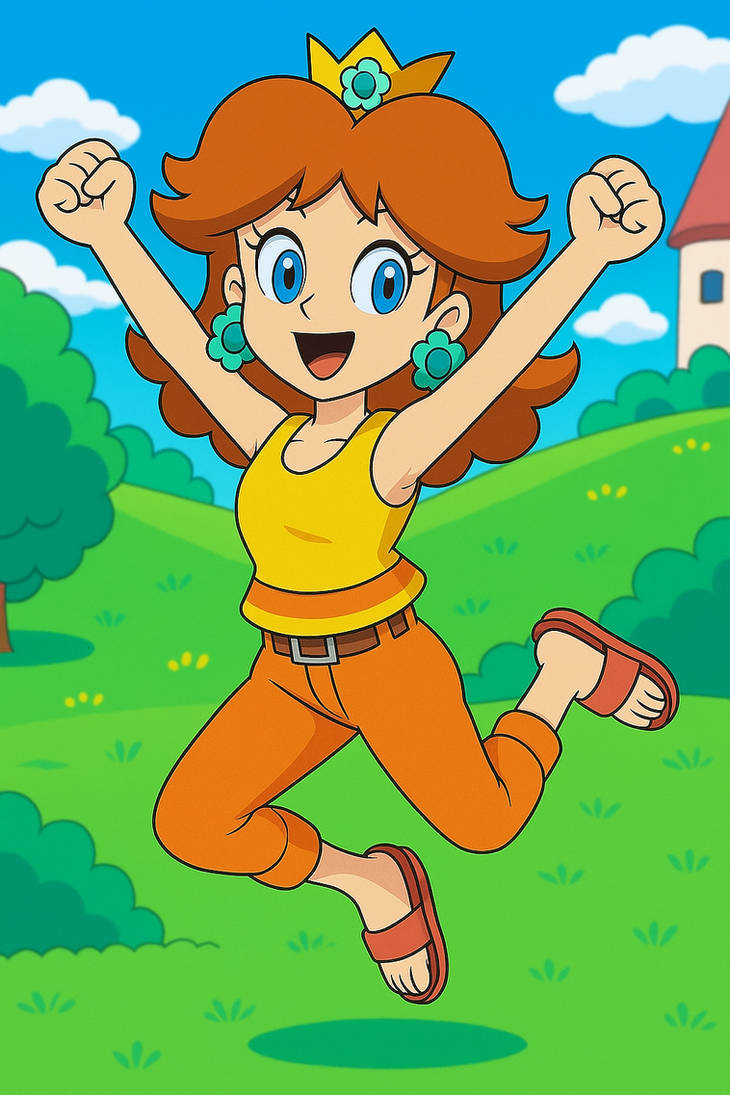 Princess Daisy jumping by TGVDuplexJoel255 on DeviantArt