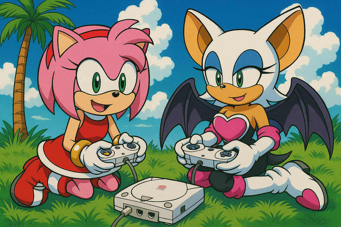 Amy Bat Rabb Amy rose and Rouge the Bat playing Sega Dreamcast by TGVDuplexJoel255 ...