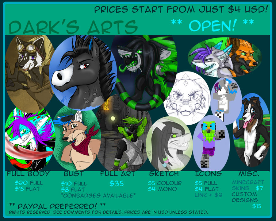 Commission Pricelist