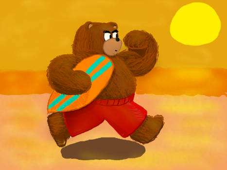 Surfer Bear on the Beach (Old Art)