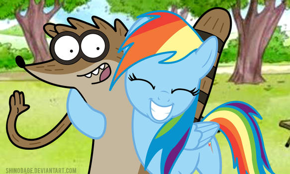 Rigby and Rainbow Dash :3