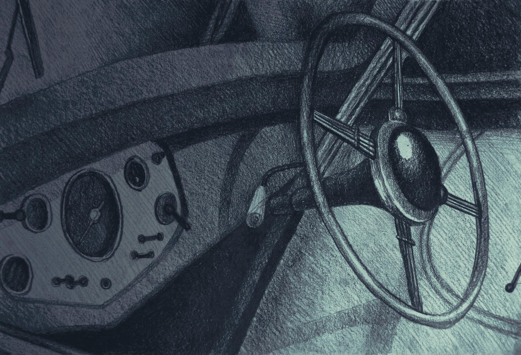 Vintage car, 2017, 19-28cm, graphite crayon