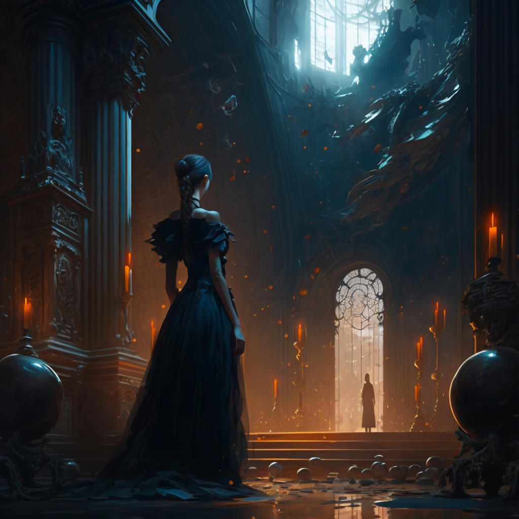 Gothic Elegance: Young Woman in Black Dress by oanarinaldi on