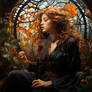 Olivia in the Garden of Time In Art Nouveau