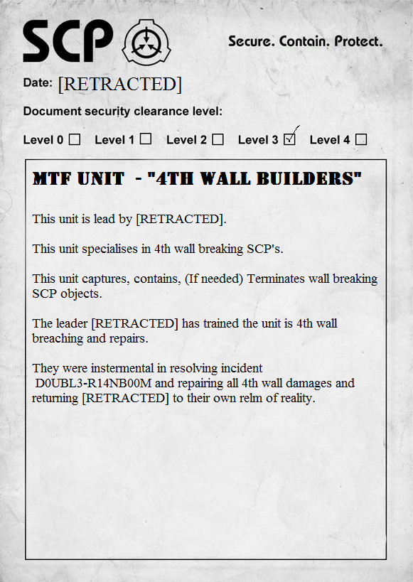 SCP Unit - 4th wall builders