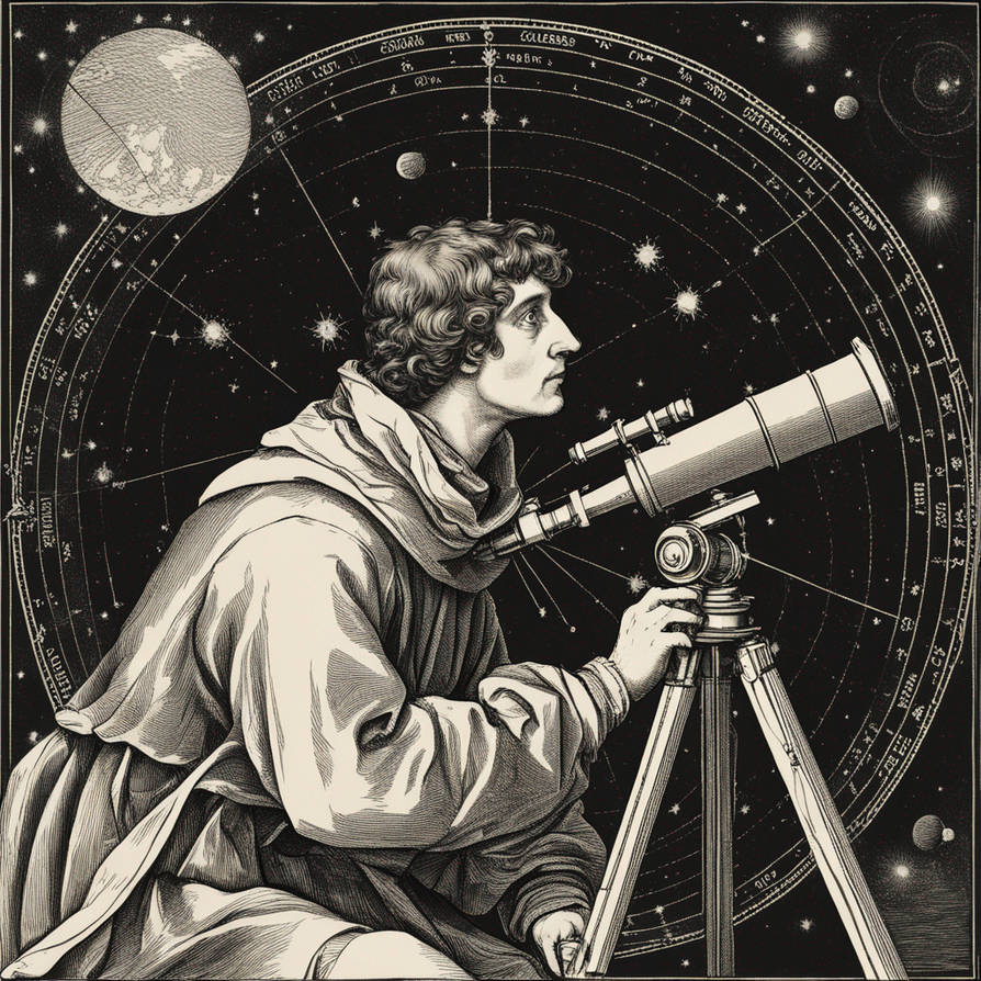 Copernicus Looking Through A Telescope At The Cons by deviantvelocity ...