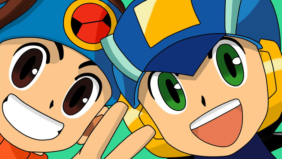 Lan and MegaMan Close-Up wallpaper