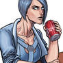 Silver Sable From Spider-Man PS4 drinking Coke