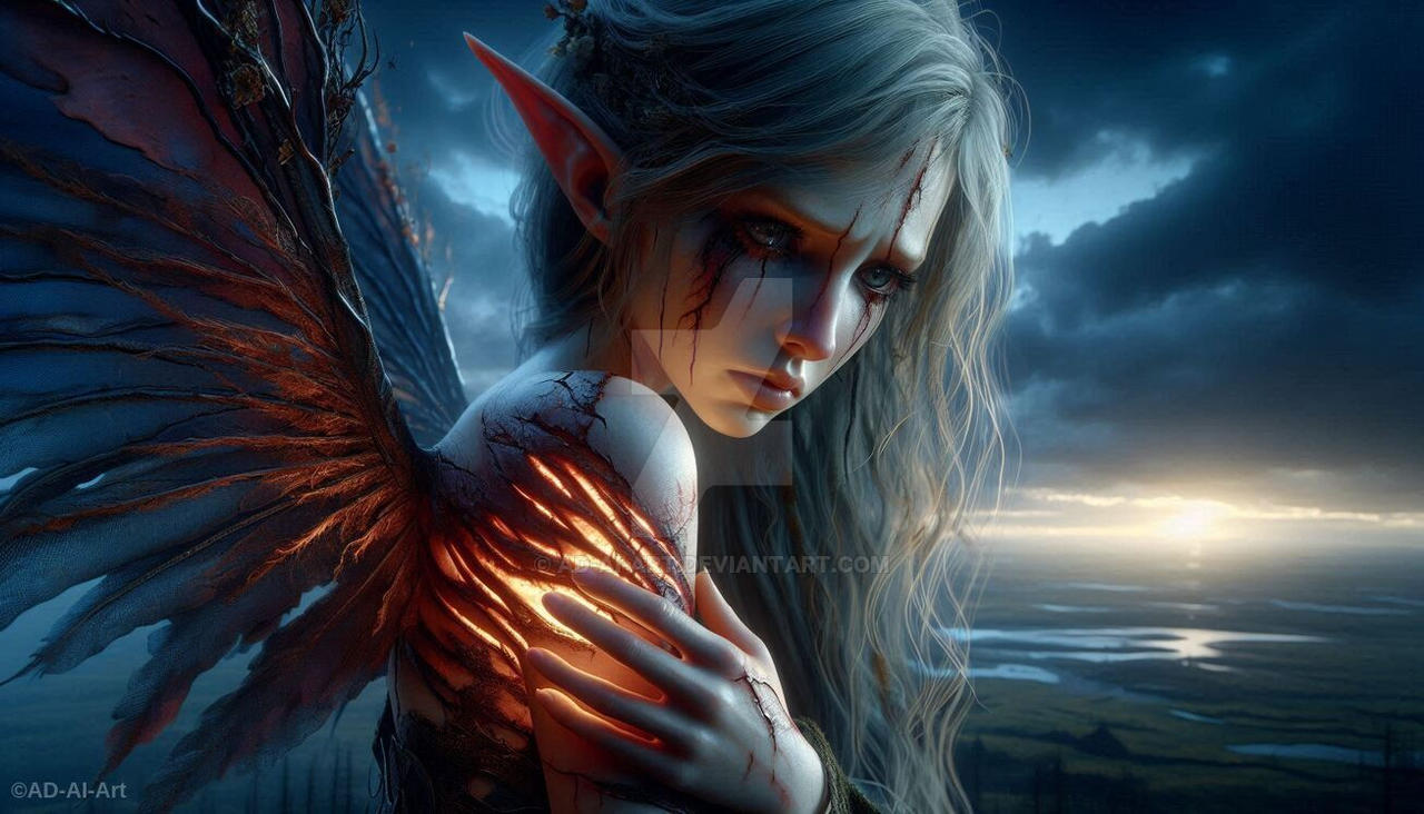 Wings of Hope: The Prayer of a Fallen Elf by AD-AI-Art on DeviantArt