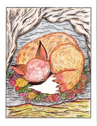 Pencil Crayon fantasy fox