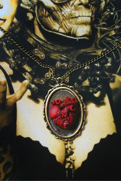 Polymer Clay Anatomical Heart Necklace