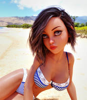 Sexy Stylized Girl On Beach in Maui