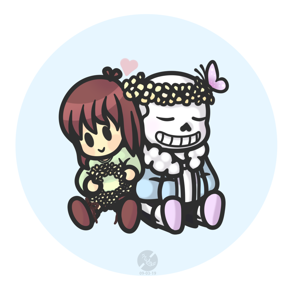 sans and chara (undertale) drawn by nano_mochi