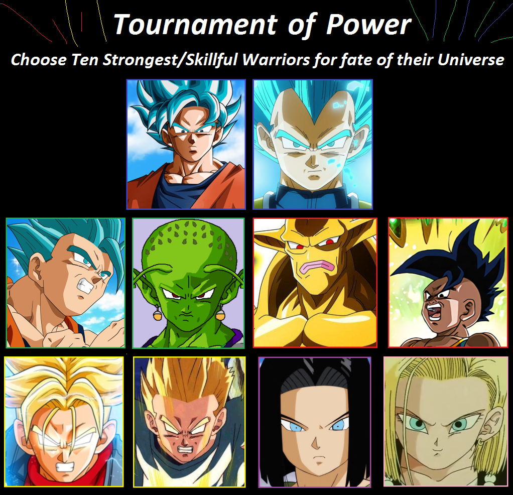 This next idea is The Tournament of Power for World Tournament Mode, Where  you can choose 10 Fighters by creating your own Teammate and fight together  and combine your power in order