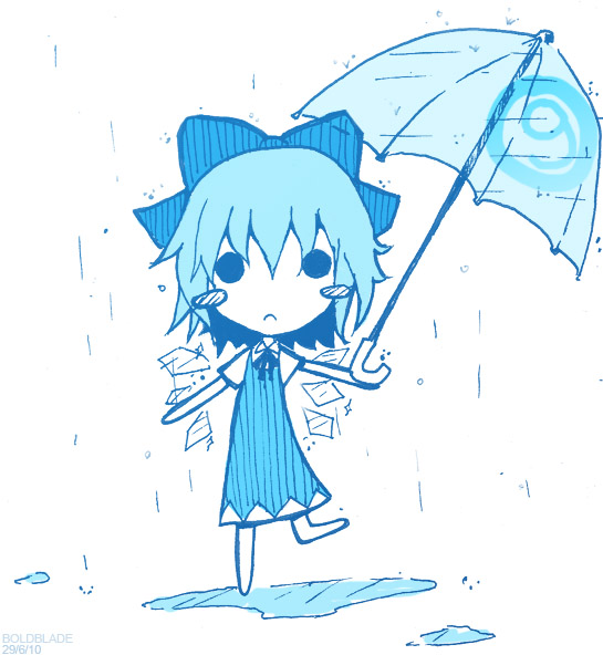 Blue Cirno in the rain