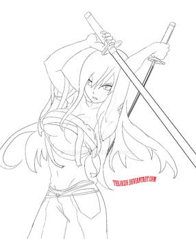 Erza Scarlet Line art - work in progress