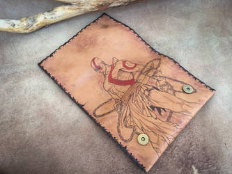 Leather tobacco pouch with pyrography God of War 